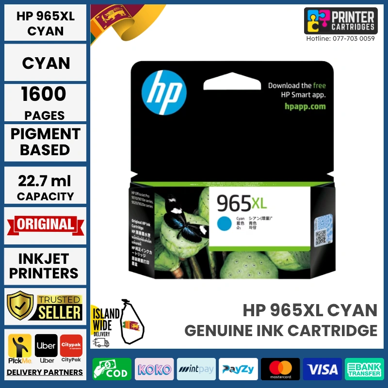 HP-965XL-High-Yield -Cyan-Original Ink-Cartridge-3JA81AA HP 965XL High Yield Original Ink Cartridge (Cyan)