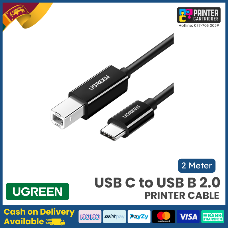 UGREEN-2-Meter-USB-C-to-USB-B-2.0-Printer-Cable-2-Meter-Black-50446-PrinterCartridges.lk UGREEN 2 Meter USB-C to USB-B 2.0 Printer Cable 2M (Black)