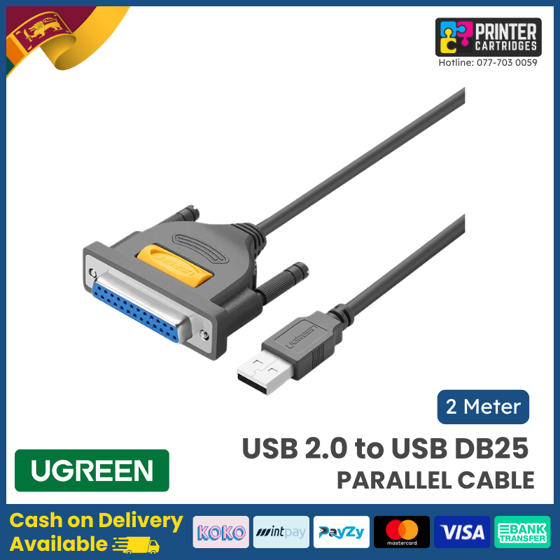 UGREEN-USB-2.0-To-IEEE-1284-Parallel-Cable–CR124-30226-PrinterCartridges.lk (2) UGREEN USB 2.0 to DB25 Parallel Cable – US167 - 20793