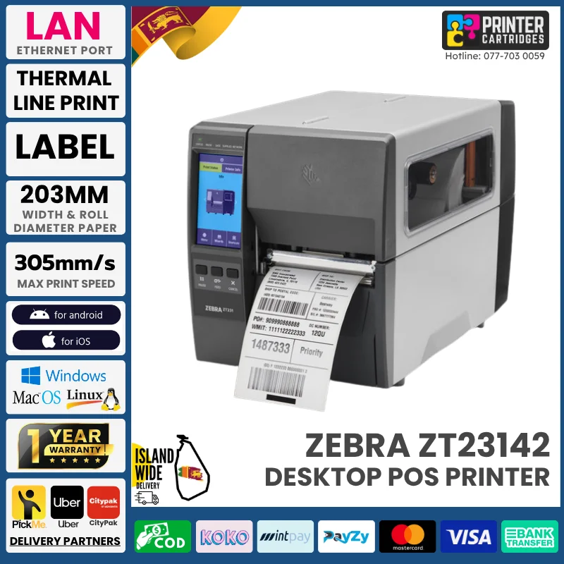 Zebra ZT23142-T01000FZ Barcode Label Printer Zebra ZT23142-T01000FZ Barcode Label Printer