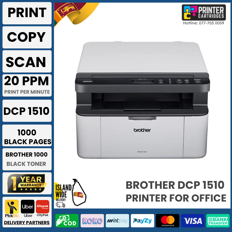 Brother-DCP-1510-Mono-Laser-Multi-Function-Printer-Print-Scan-Copy-USB-2.0-Compact-A4-Printer-Printercartridges.lk Brother DCP-1510 Monochrome Laser Multifunction Printer (Print, Copy, Scan)