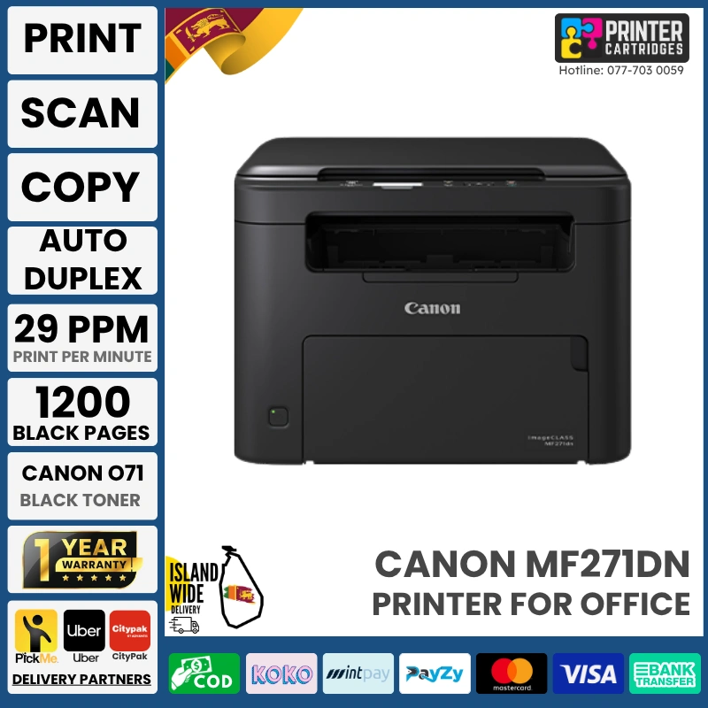 Canon-imageClass-MF271dn-All-in-One-Monochrome-29ppm-Laser-Printer-with-Duplex-Printercartridges.lk (1) Canon imageClass MF271dn All in One Monochrome 29ppm Laser Printer with Duplex