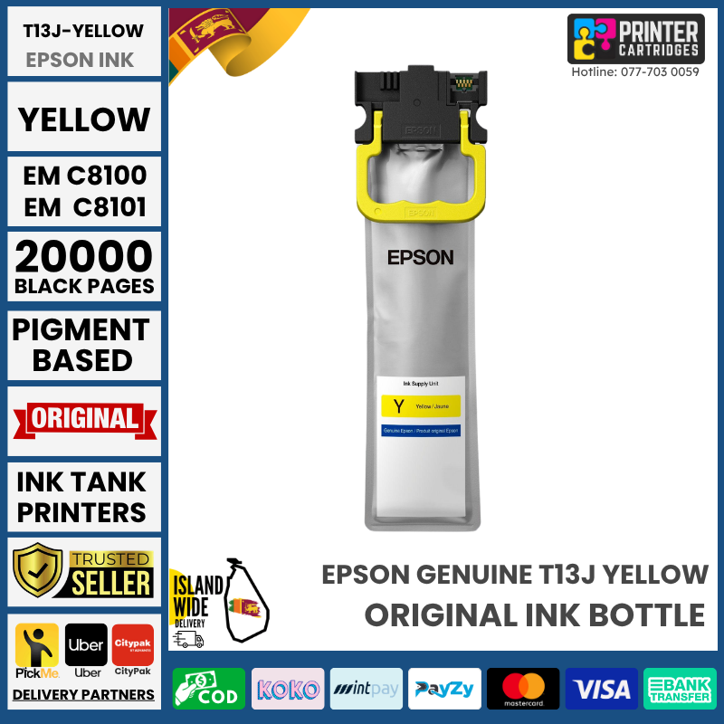 Epson-Genuine-T13J-Yellow-Ink-Pack-for-EM-C8100-EM-C8101-Printercartridges.lk Epson Genuine T13J Yellow Ink Pack