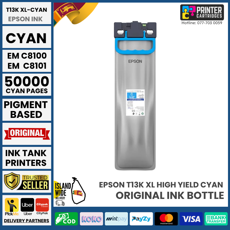 Epson-Genuine-T13K-XL-High-Yield-Cyan-Ink-Pack-for-EM-C8100-EM-C8101-Printercartridges.lk Epson Genuine T13K XL High Yield Cyan Ink Pack
