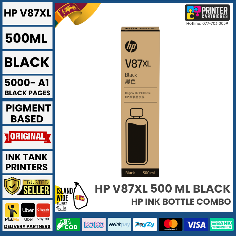 HP-V87XL-500-ml-Black-Bottled-Ink-Cartridge-7FN98A-Printercartridges.lk HP V87XL 500-ml Black Bottled Ink Cartridge