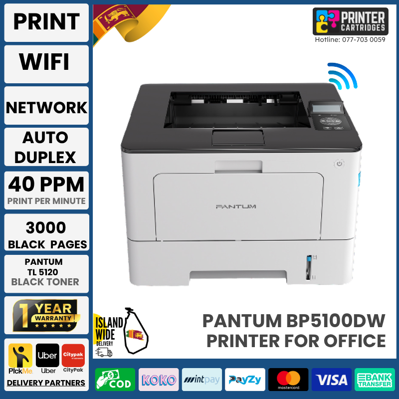 Pantum-BP5100DW-Mono-Laser-Printer-Printercartridges.lk Pantum BP5100DW Wireless Monochrome Laser Printer (Print)