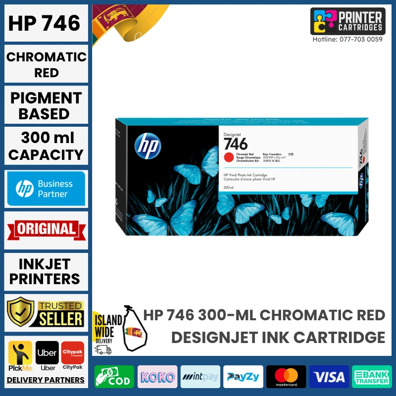HP 746 300-ml Chromatic Red DesignJet Ink Cartridge HP 746 300-ml Chromatic Red DesignJet Ink Cartridge