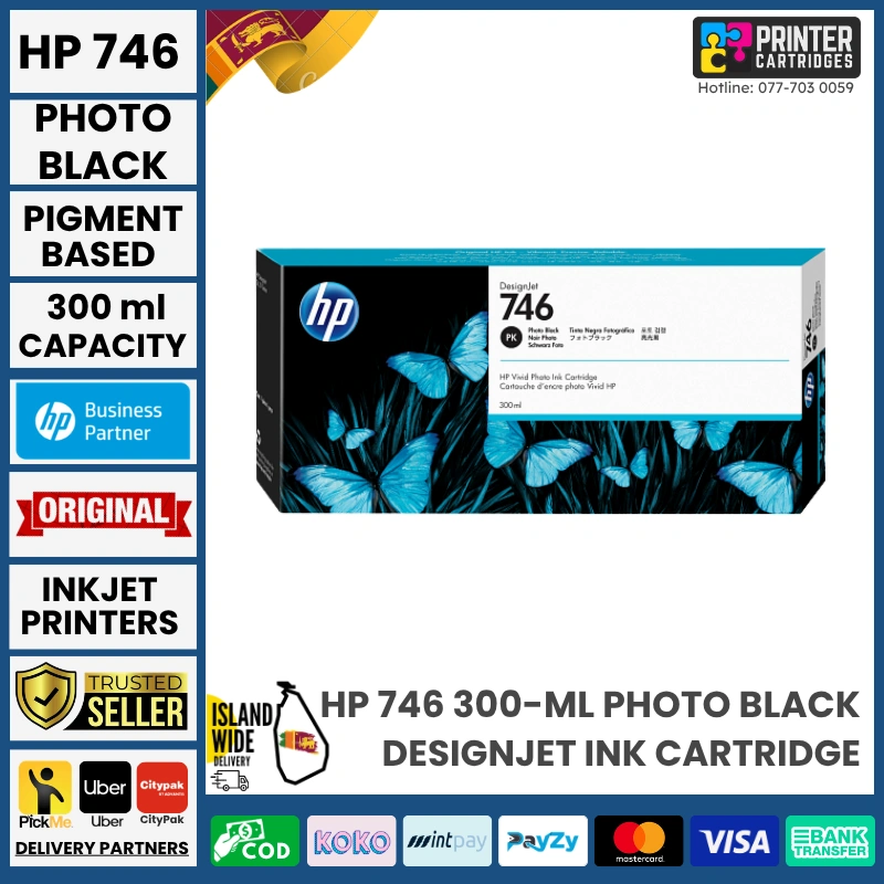 HP 746 300-ml Photo Black DesignJet Ink Cartridge HP 746 300-ml Photo Black DesignJet Ink Cartridge