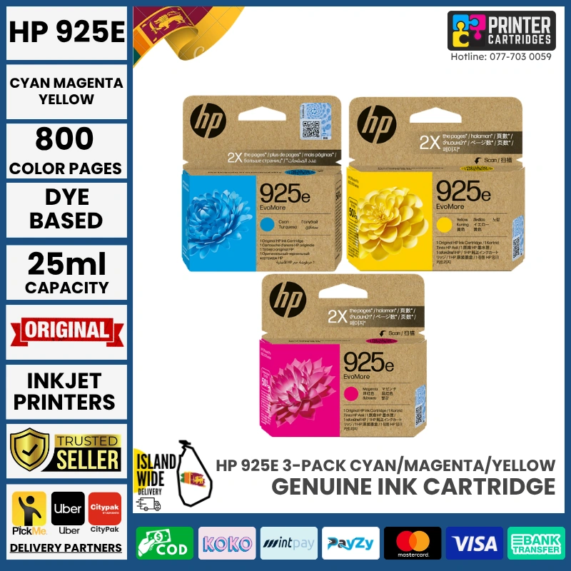 HP-925e-EvoMore-Magenta-Original-Ink-Cartridge-4K0W1PA HP 925e 3-pack Cyan/Magenta/Yellow Original Ink Cartridges