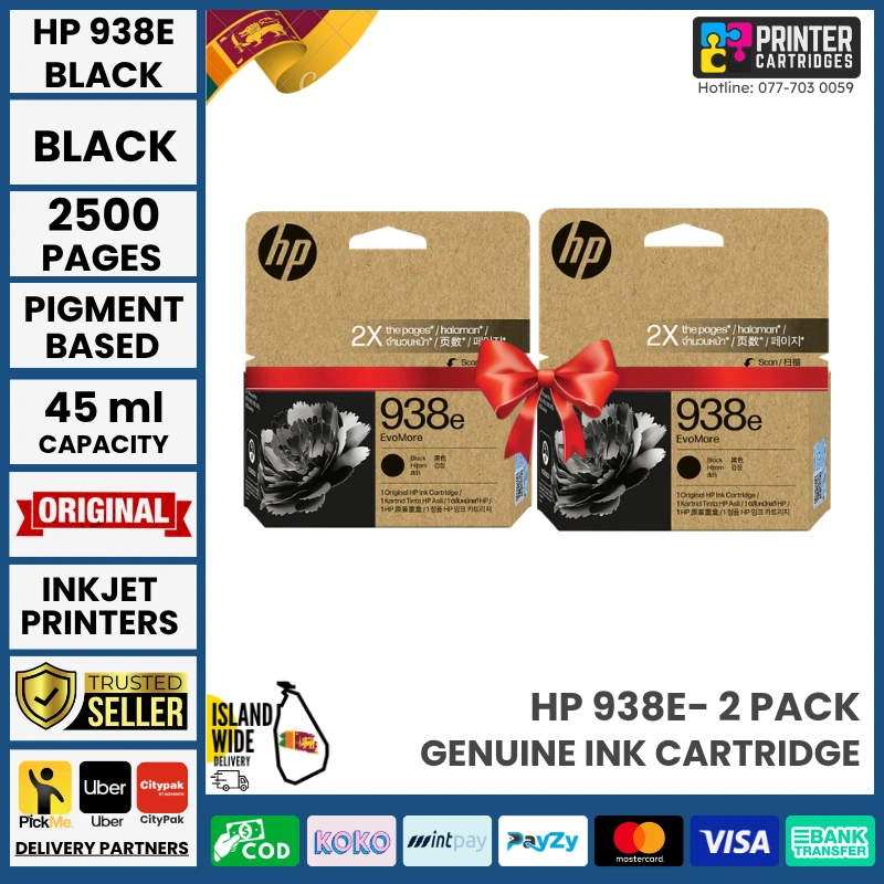 HP-938e-EvoMore-Black-Original-Ink-Cartridge-4S6Y2PA HP 938e- 2 Pack Original Ink Advantage Cartridge