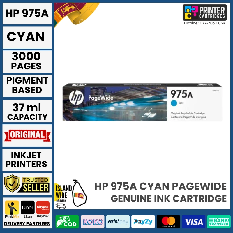 HP 975A Cyan Original PageWide Cartridge HP 975A Cyan Original PageWide Cartridge
