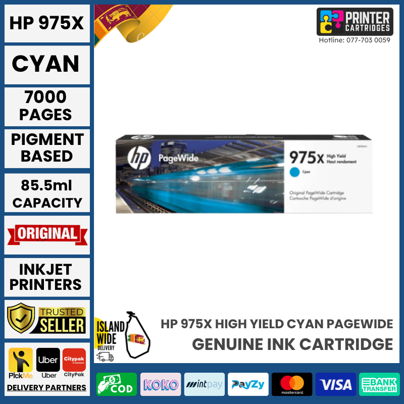 HP 975X High Yield Cyan Original PageWide Cartridge HP 975X High Yield Cyan Original PageWide Cartridge