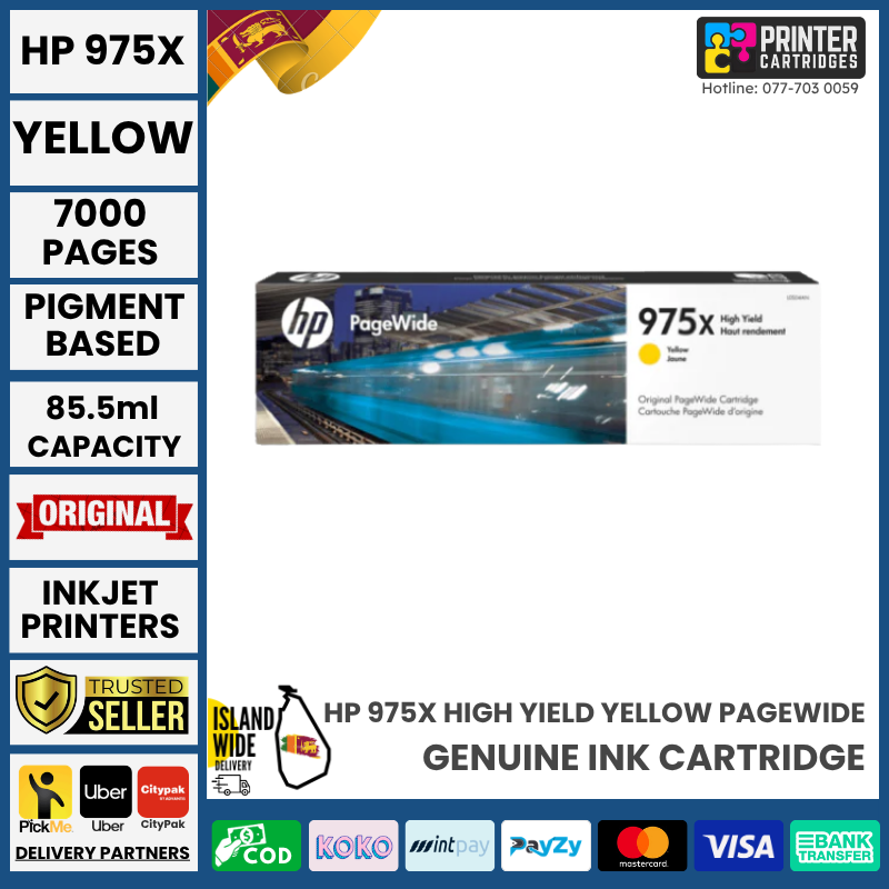 HP 975X High Yield Yellow Original PageWide Cartridge HP 975X High Yield Yellow Original PageWide Cartridge